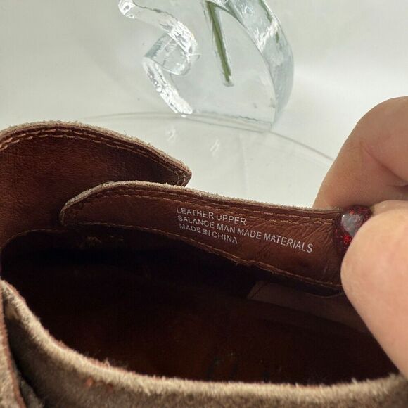 Born Womens Sylvia Boot Size 6.5 Brown Suede Distressed Braid Strap Boho Bootie - Picture 13 of 16